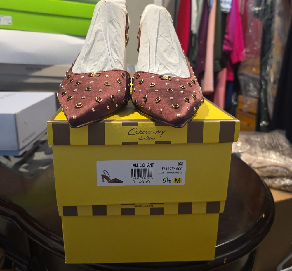 Circus by Sam Edelman Tallie Pointed Toe Flats in Chianti with Gold Studs